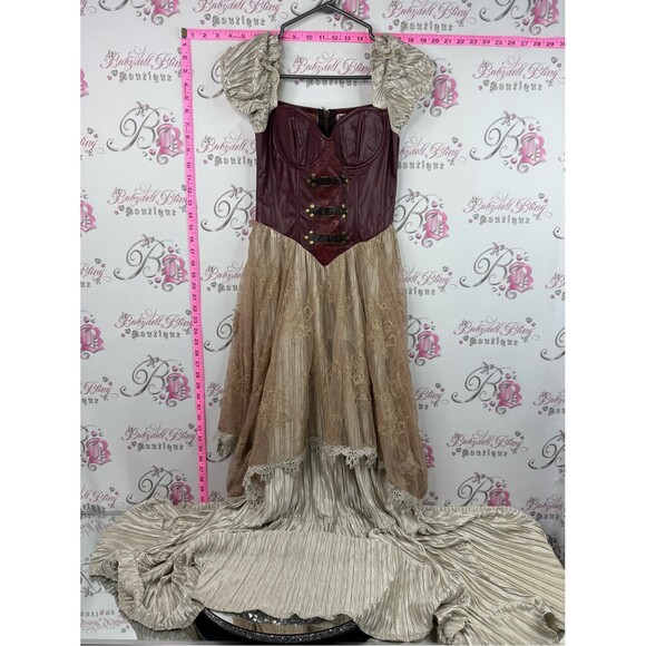 Spirit Dresses & Skirts - Spirit Halloween dress bustier Burgundy and Champagne Steampunk Corset Gown